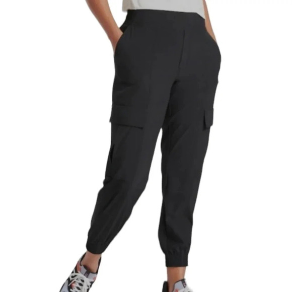 ATHLETA chelsea utilities joggers black side  pocket zipper pockets size 4 - Picture 1 of 9